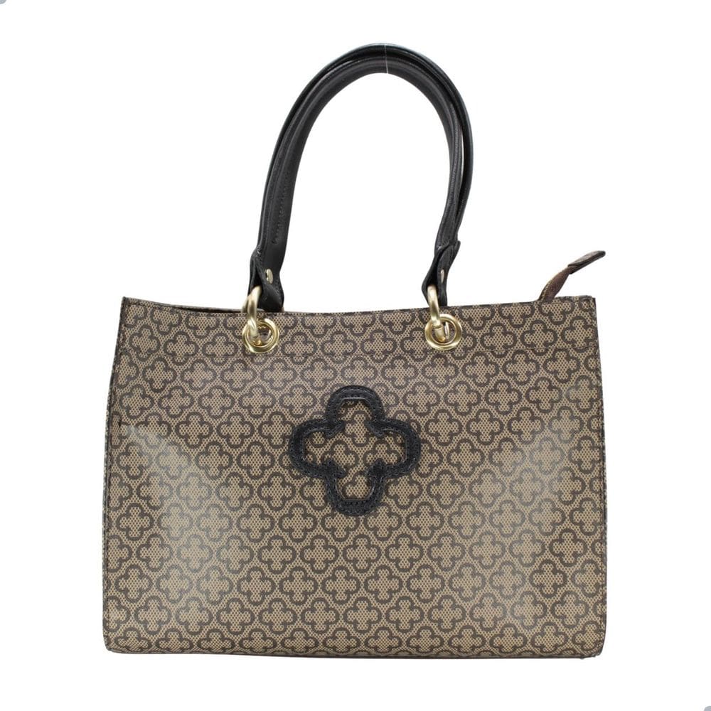 Bolsa Capodarte Feminina Monograma Bege/Preto