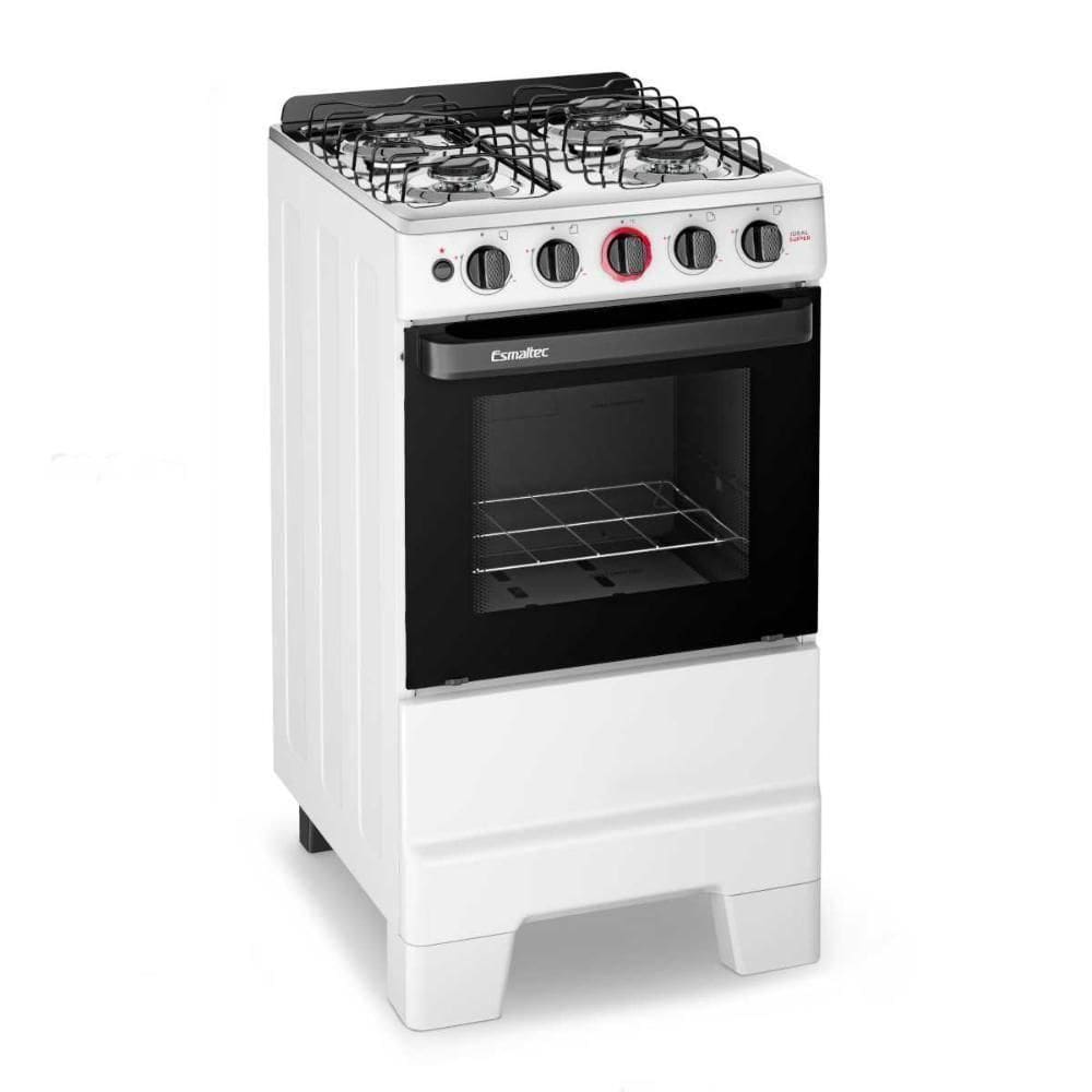 Fogão A Gás 4 Bocas Automático Ideal Super Branco Mesa Inox F4iab - Esmaltec