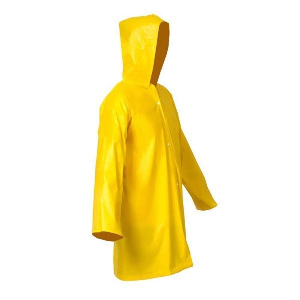 Capa De Chuva Em Pvc Forrada Amarela Com Capuz Tam. M - Vinilseg
