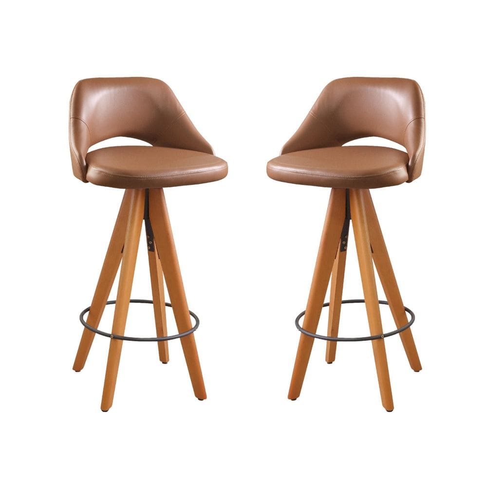 Kit 2 Banquetas Giratórias Estofadas com Encosto Nicole Caramelo