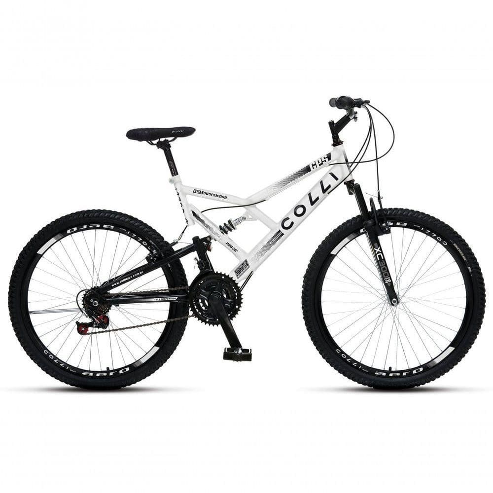 Bicicleta Gps 148 Dupla Suspensão E Freios V-brake, Aro 26 Aero, 36 Raias, 21 Marchas Colli Branco