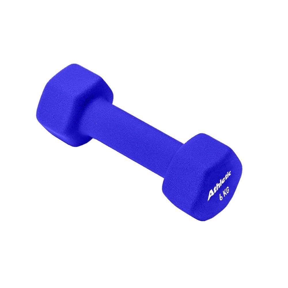 Halter Athletic Sextavado 6kg Em Neoprene Conforto E Aderência Para Treino De Musculação Em Casa Azul