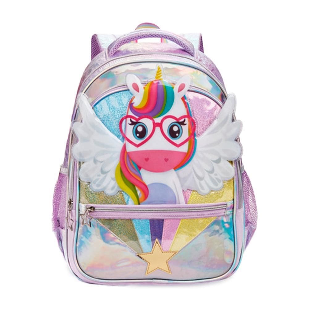 Mochila De Costas Escolar Infantil Estampado Unicórnio Wings