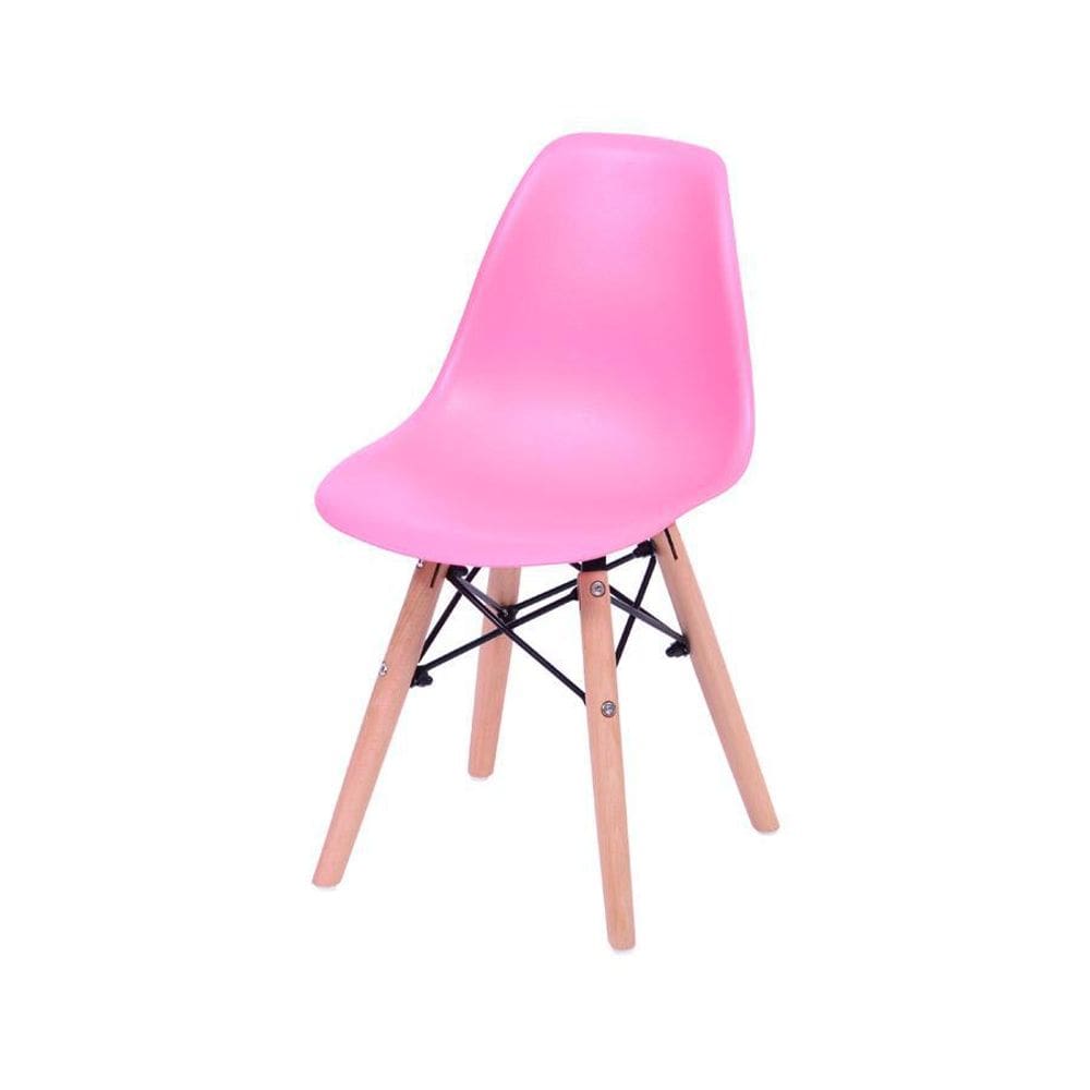 Cadeira Boxbit Infantil Dkr Eames Pp Rosa Base Madeira