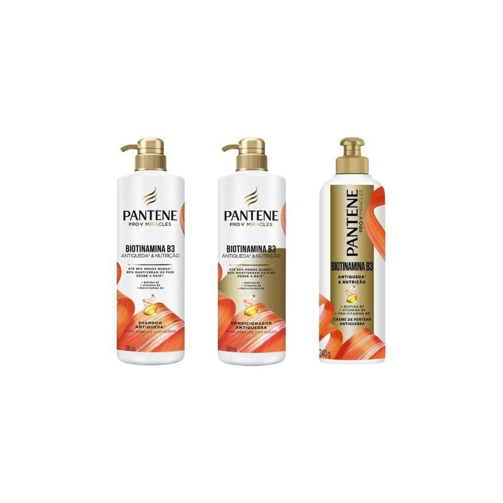 Kit Pantene Biotinamina Shampoo 510Ml+Cond 510Ml+Cr Pentear