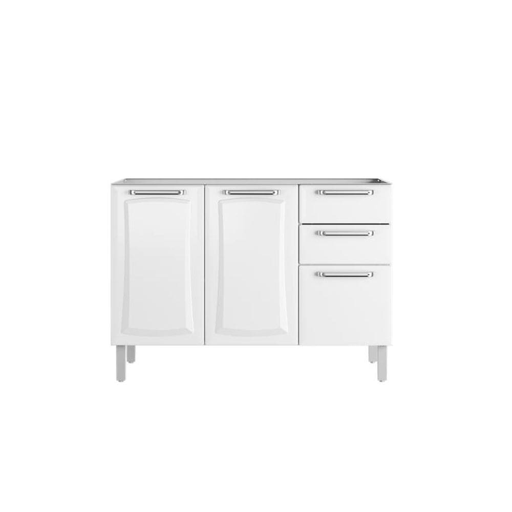 Balcão Cozinhas Itatiaia Tarsila - 3 Portas e 2 Gavetas c/ entrada para PIA - Branco