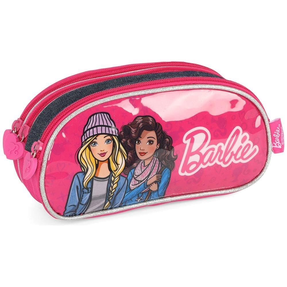 Estojo Duplo Escolar Infantil Barbie Estampa Fashion