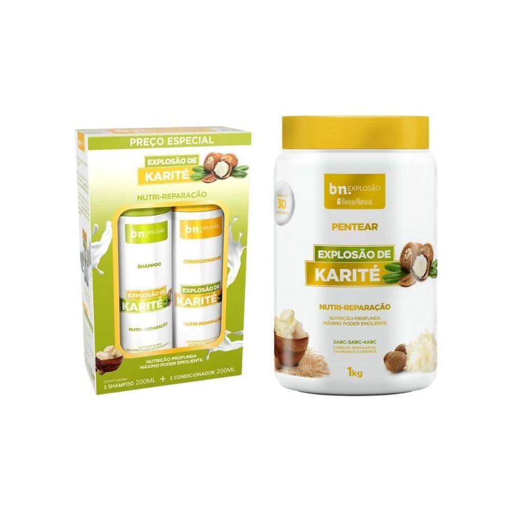 Kit Beleza Natural Karite Sh 200Ml+Cond 200Ml+Cr Pent 1Kg