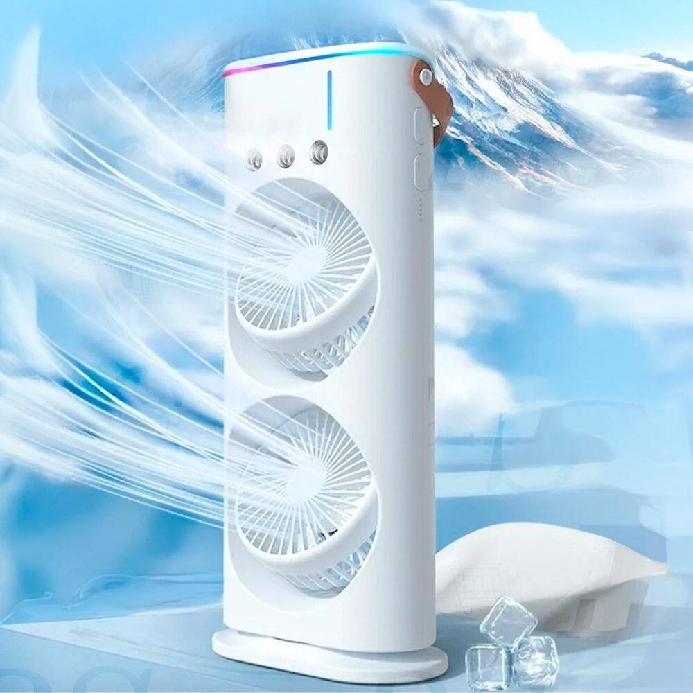 Ventilador Torre Usb Potente Duplo Mesa Umidifica Bem