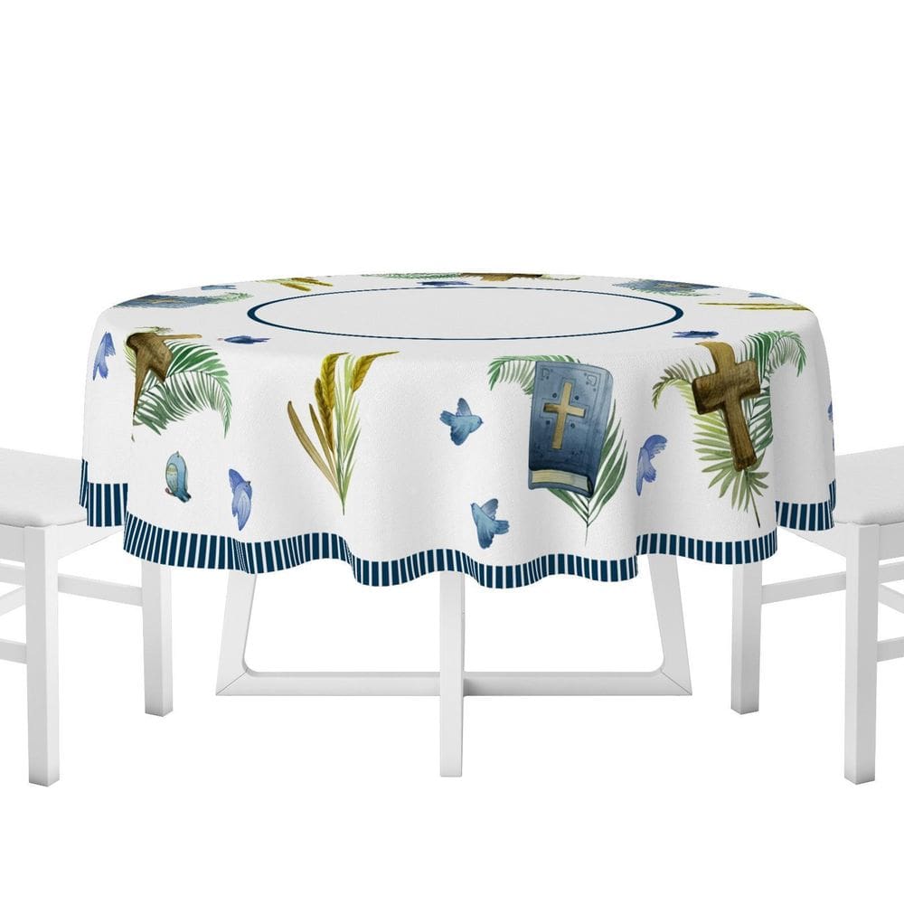 Toalha De Mesa Redonda 1,40X1,40Metros Bíblia