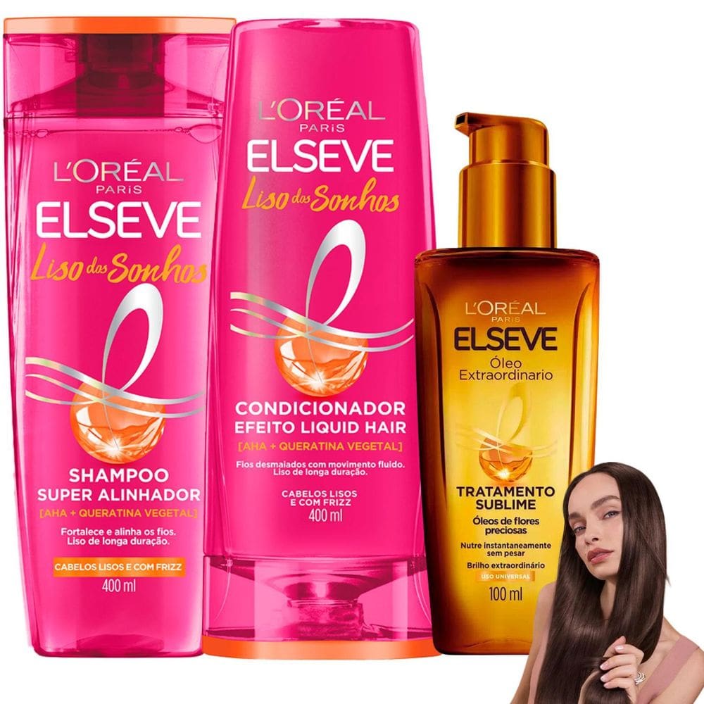 Kit Elseve Liso Dos Sonhos Extraordinário Queratina 400Ml