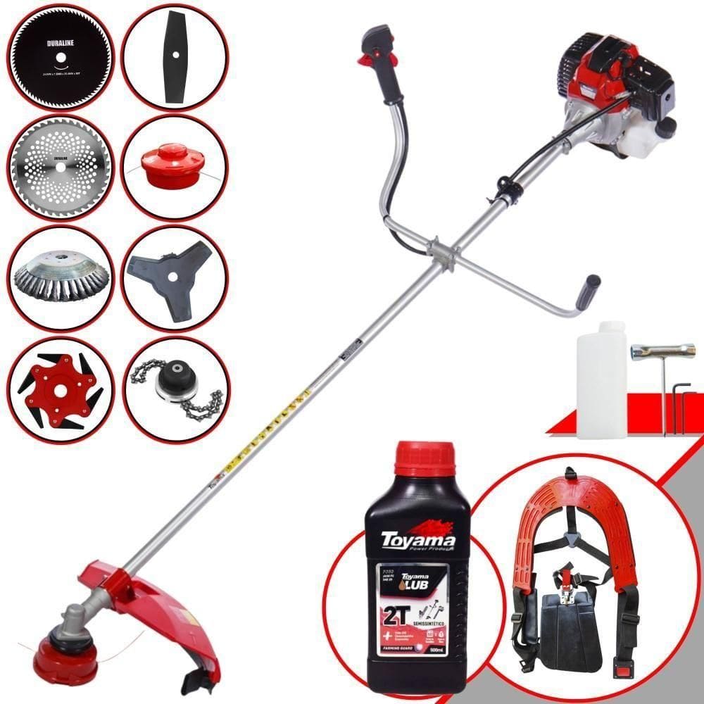 Roçadeira Rt43l 43cc + 6 Facas + Escova + Óleo Toyama 2t