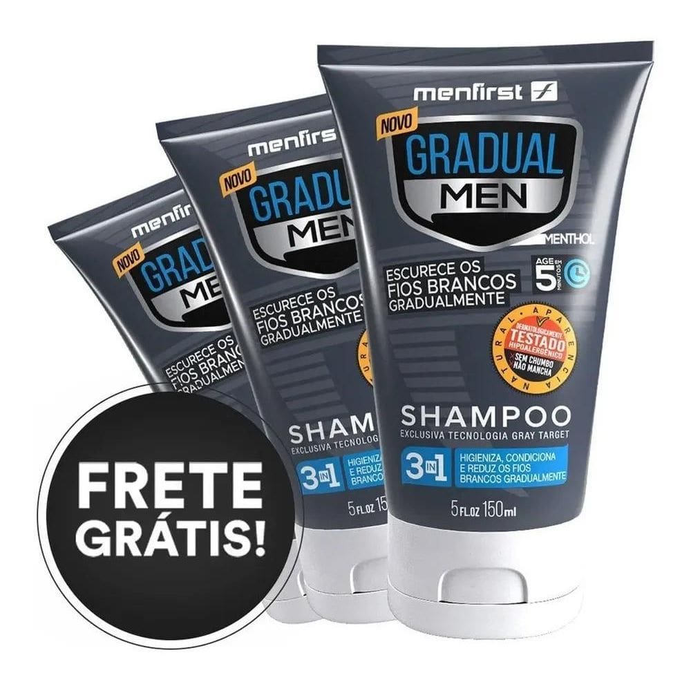 2X Shampoo Menfirst Escurecedor De Cabelo Branco X3 Descon