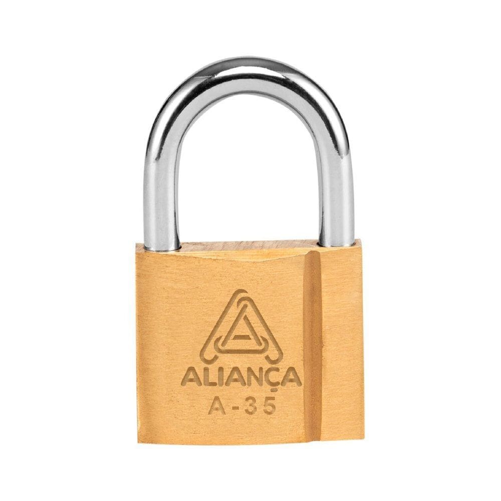 Cadeado de Latão com Chave 35mm Aliança Metalúrgica
