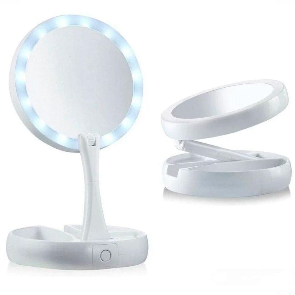 Espelho Led Dobrável Portátil Bancada Perfeito Para Você