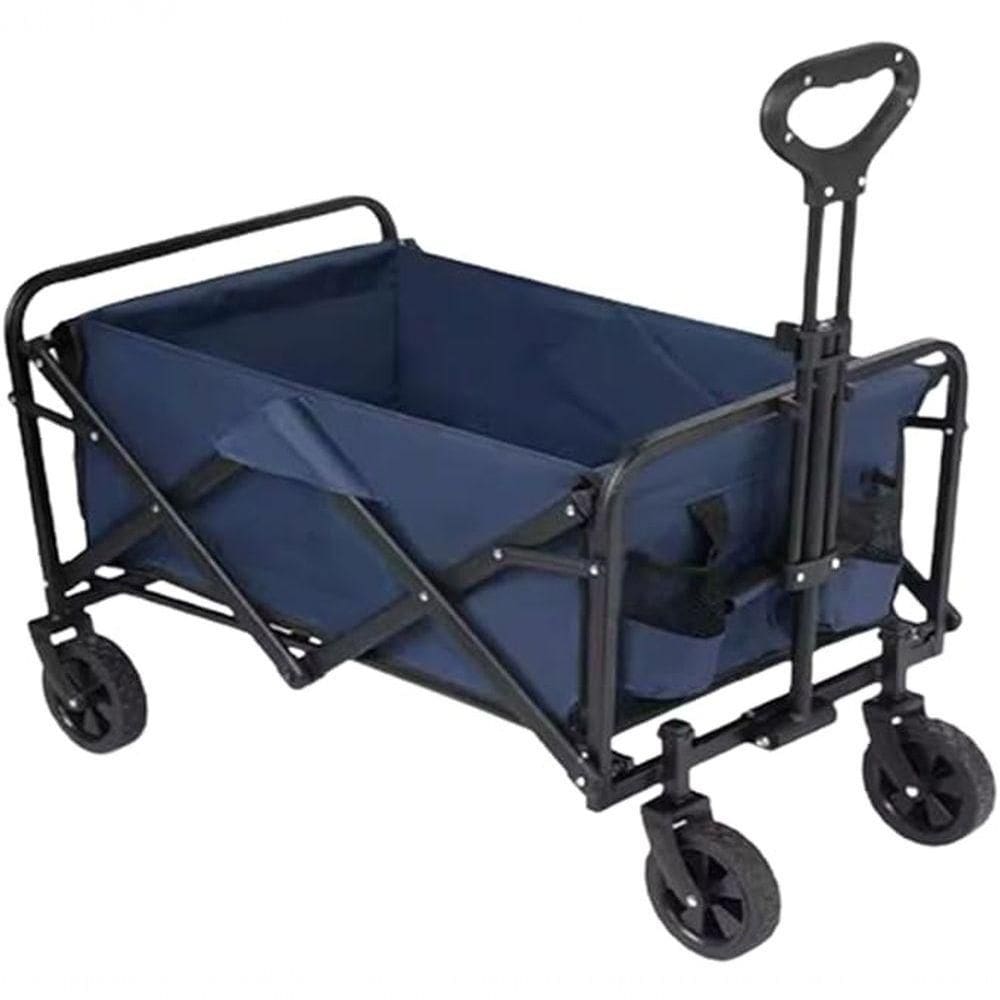 Carrinho Doméstico Vagão Rodas Aço Dobrável Transporte Práti