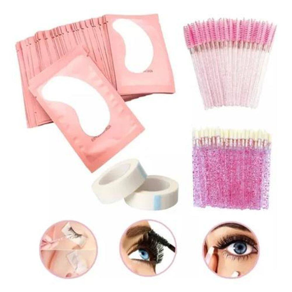 10X Kit 50 Protetor Palpebras + 50 Aplicador + 50 Escovinha