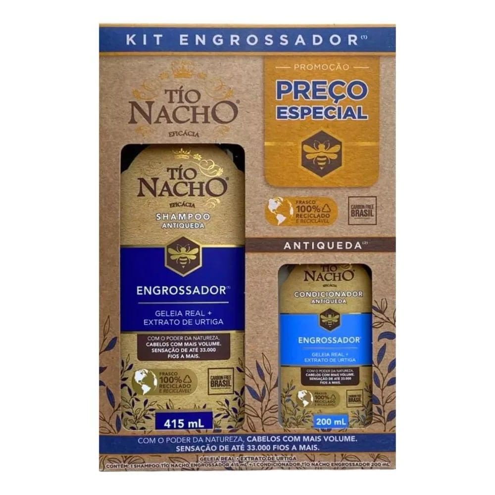 Kit Tio Nacho Engrossador Aumenta Fios Evita Queda D Cabelos