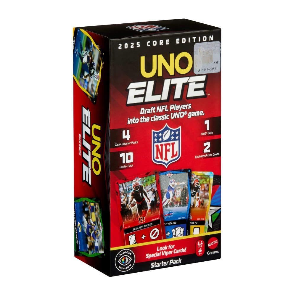 Jogo de cartas UNO Elite NFL 2025 Core Edition com 112 cartas