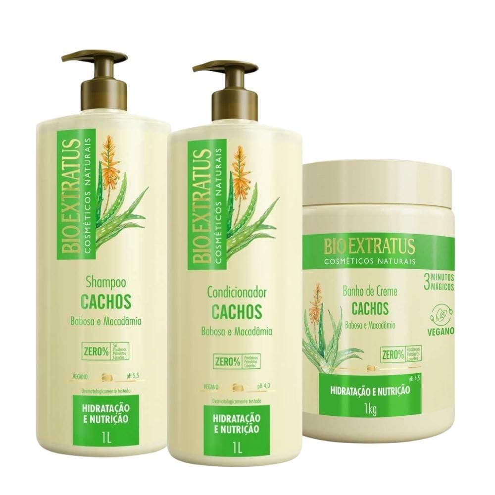 Kit Shampoo Condicionador E Máscara Bio Extratus Cachos 1L
