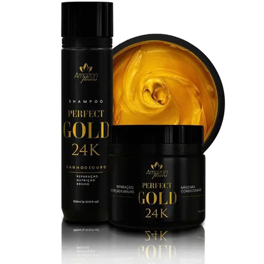 Kit Banho De Ouro Amazon Flower Hidratação Alto Impacto 24K