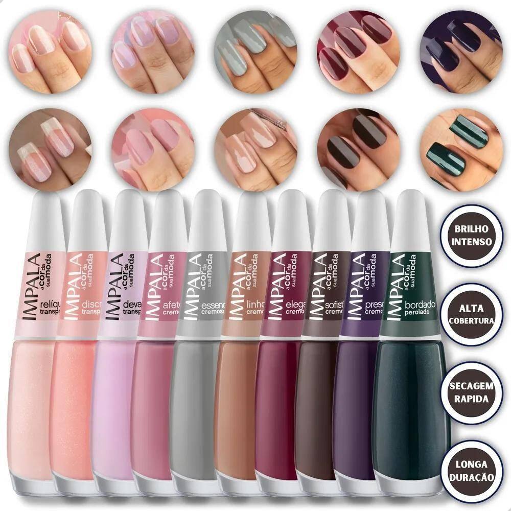 3X Kit Esmaltes Impala A Cor Da Sua Moda 6 Coleção 10 Cores