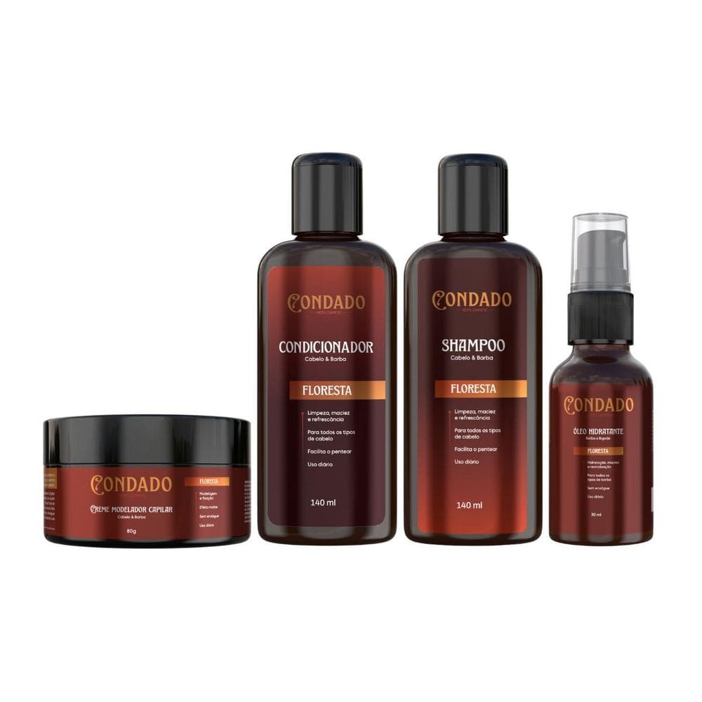 Kit Shampoo Condicionador Creme Modelador Óleo Hidr. Condado