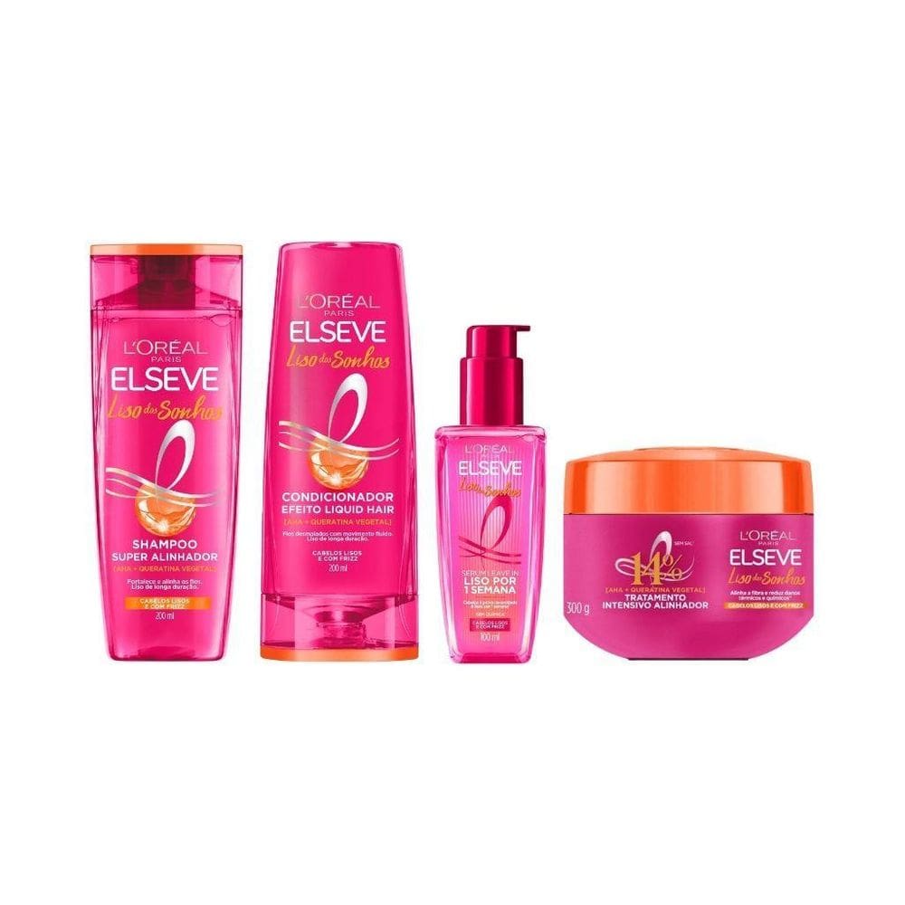 Kit Elseve Liso Dos Sonhos Sh 200Ml+Cond+Creme De Trat+Serum