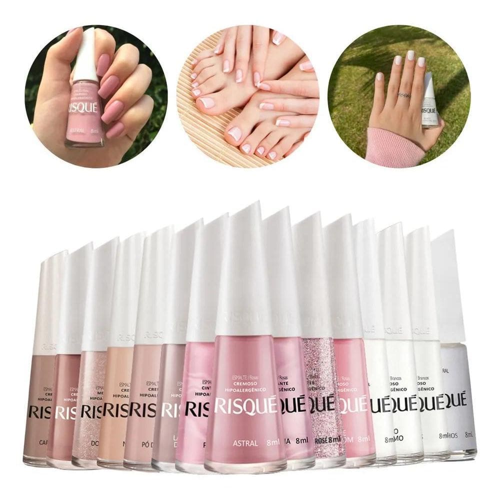 10X Kit 15 Esmaltes Risque Hipoalergênicos Mais Vendidos