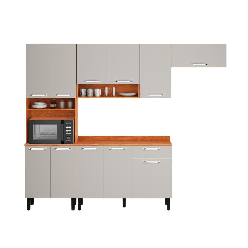 Armário de Cozinha Completa 254cm Vegas Off White Madeira Itatiaia