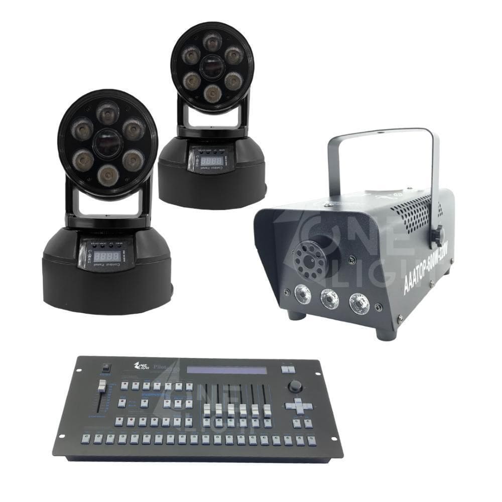 Kit 2 Mini Moving Wash + Máquina De Fumaça + Mesa Pilot