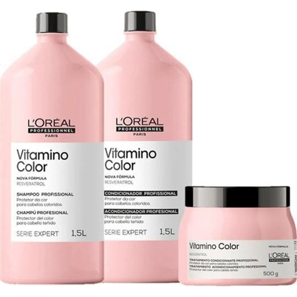 Loreal Vitamino Color Kit - Sh 1,5L + Cond 1,5L + Másc 500Ml