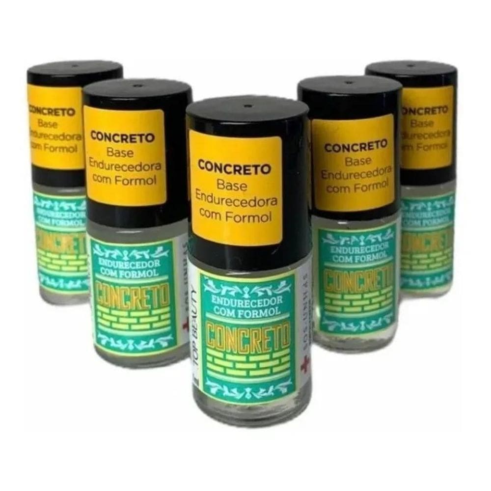 2X Kit 5 Esmaltes Tratamento De Unha Base Concreto Com Formo