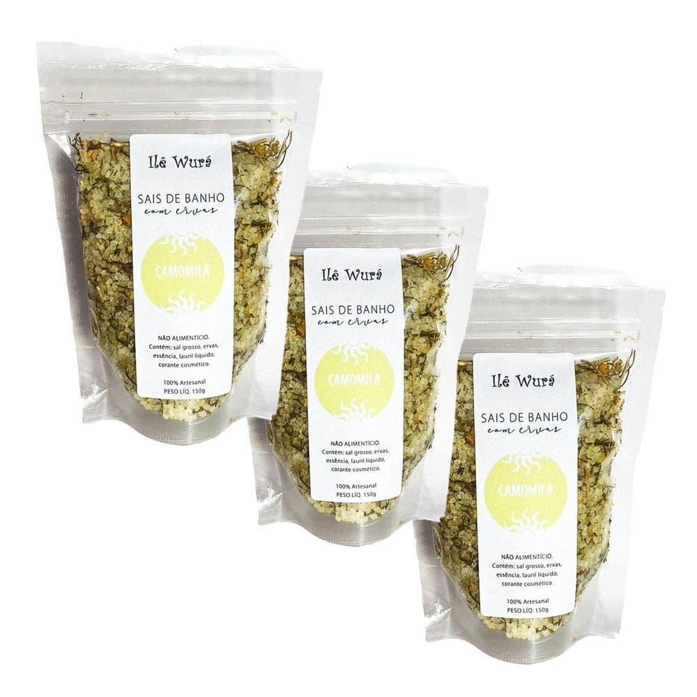 Kit 3 Sal De Banho Camomila Ervas Banheira Ofurô Ilê Wurá