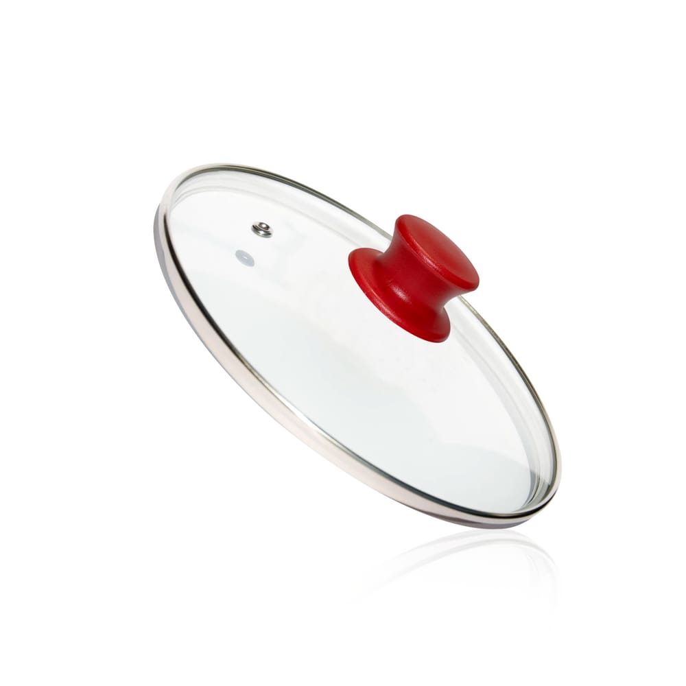 Tampa Redonda de Vidro Temperado 29cm Para Panela E Frigideira Mk Pomel – Vermelho