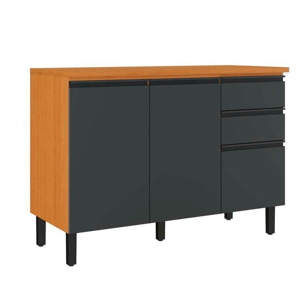 Balcão de Cozinha Itatiaia Cinamomo e Grafite em Madeira 120cm Namur