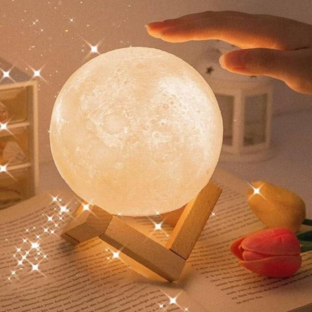 Luminaria Lua Cheia 3d - 7cm Decoração Quarto Sala Cúpula Amarela Abajur Led De Mesa Luz Pequena