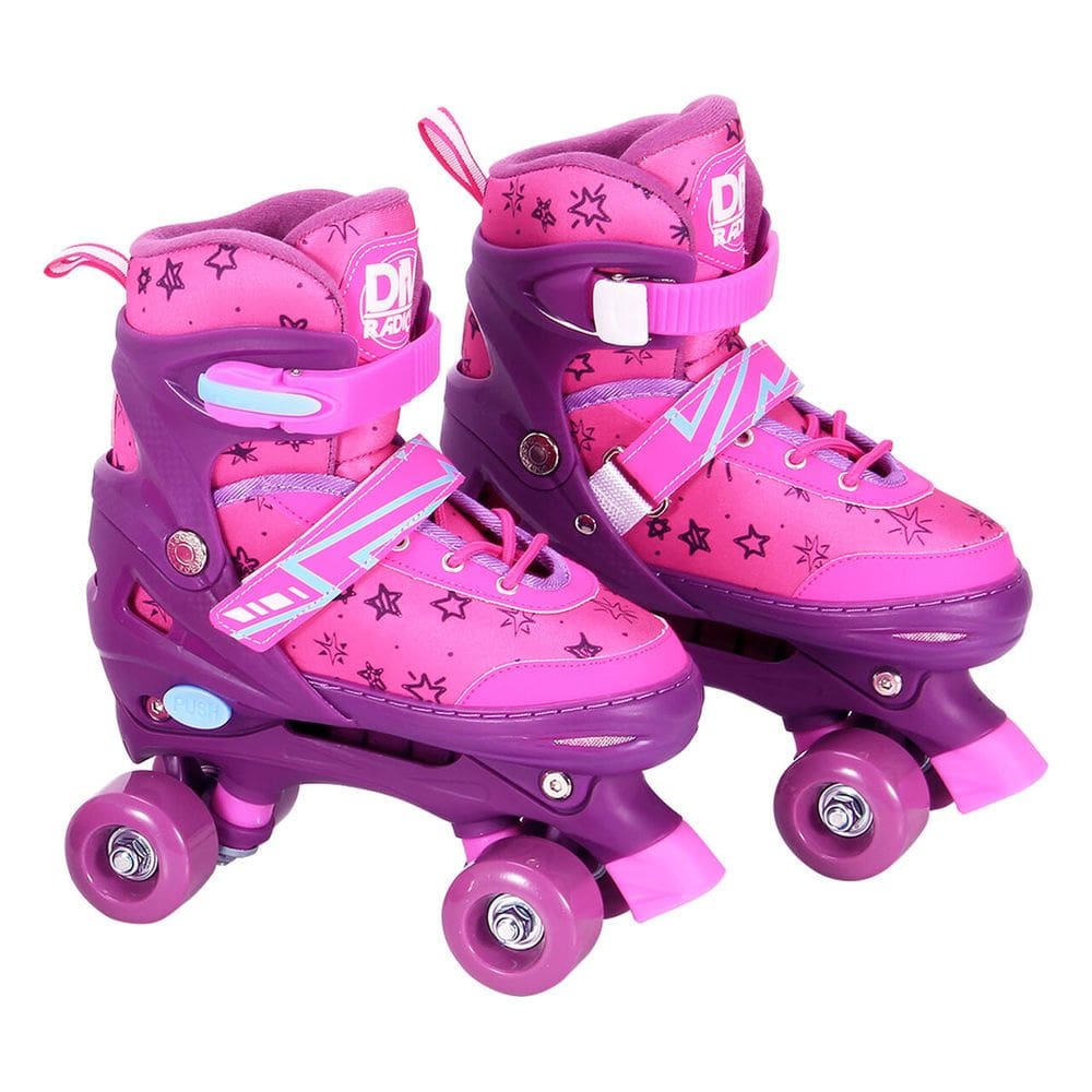 Patins Roller Ajustável Cadarço Rosa 34 ao 37 - Dm Toys 6547M