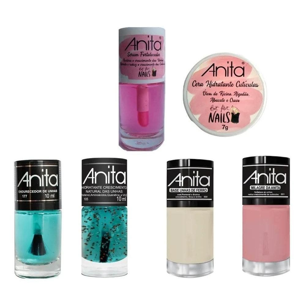 2X Esmalte Anita Kit Cera +Serum+Endureced+Hidrat+Ferro+Mila
