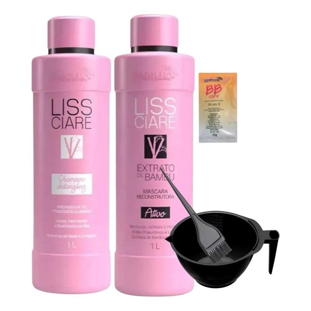 2X Paiolla Escova Progressiva Bambu 2X1 Litro + Kit Aplicaçã