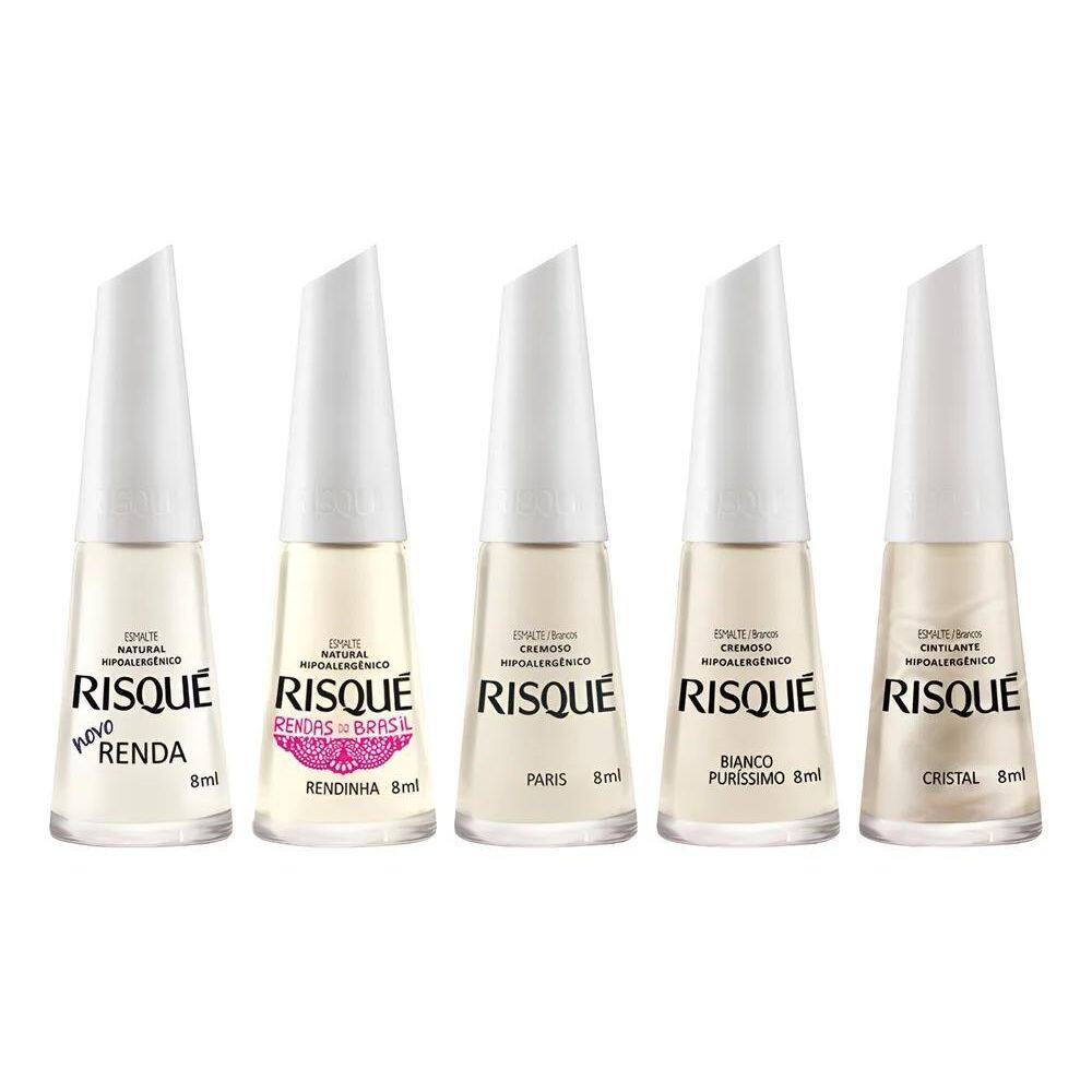 10X Kit 5 Esmaltes Risque  Manicure Renda Francesinha