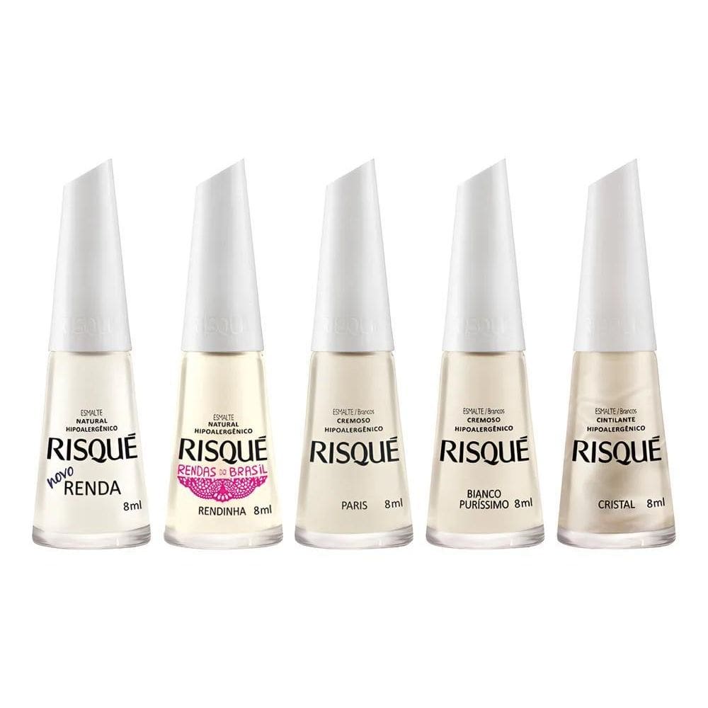 10X Kit 5 Esmaltes Risque  Manicure Renda Francesinha