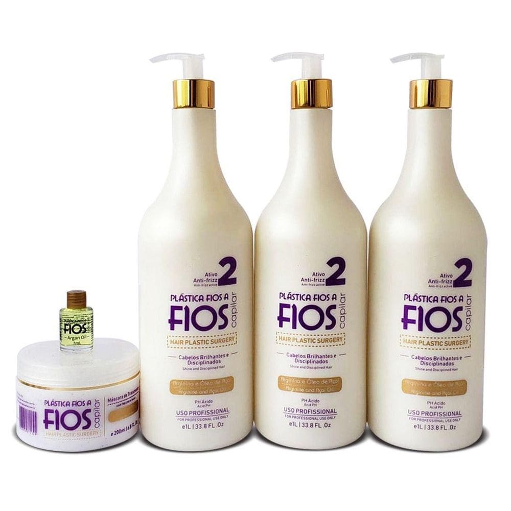 Kit Alisamento Fios A Fios 3X1000Ml + Óleo E Máscara