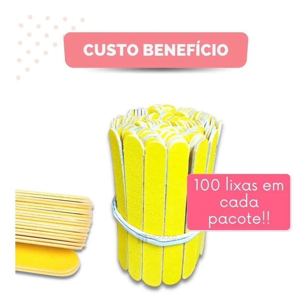 2X Kit 100 Mini Lixa De Unha Canário Manicure Pedicure 8Cm M