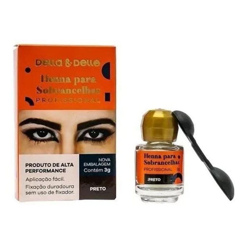 3X Henna Para Sobrancelhas Della E Delle 3G Cor Preto