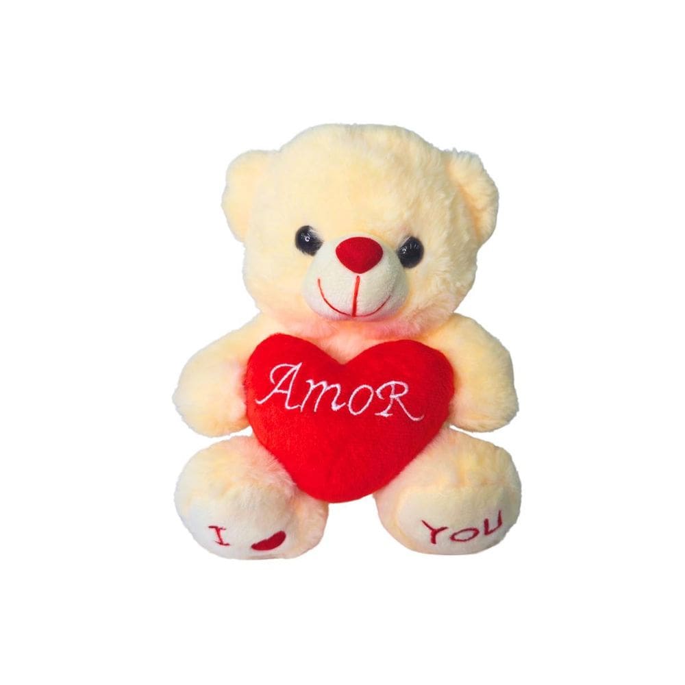 Pelucia Urso Na Sacolinha Com Coração Amor Creme