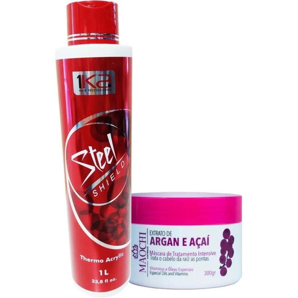 2X Escova Progressiva 1Ka Steel Sheld Sem Formol Ativo De 1L