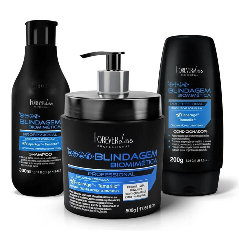 Kit Shampoo, Condicionador E Máscara Blindagem Capilar Forev