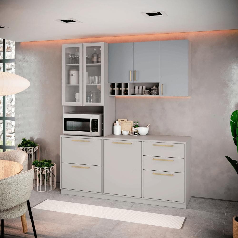 Cozinha Completa Itatiaia Essence 190cm em Madeira Fendi/Gris