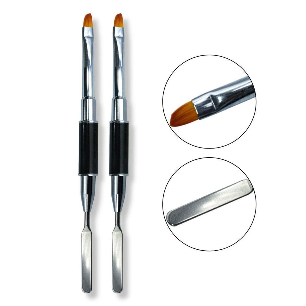 Kit 2 Pincel Espátula Ponta Dupla 2 Em 1 Unha De Gel Polygel